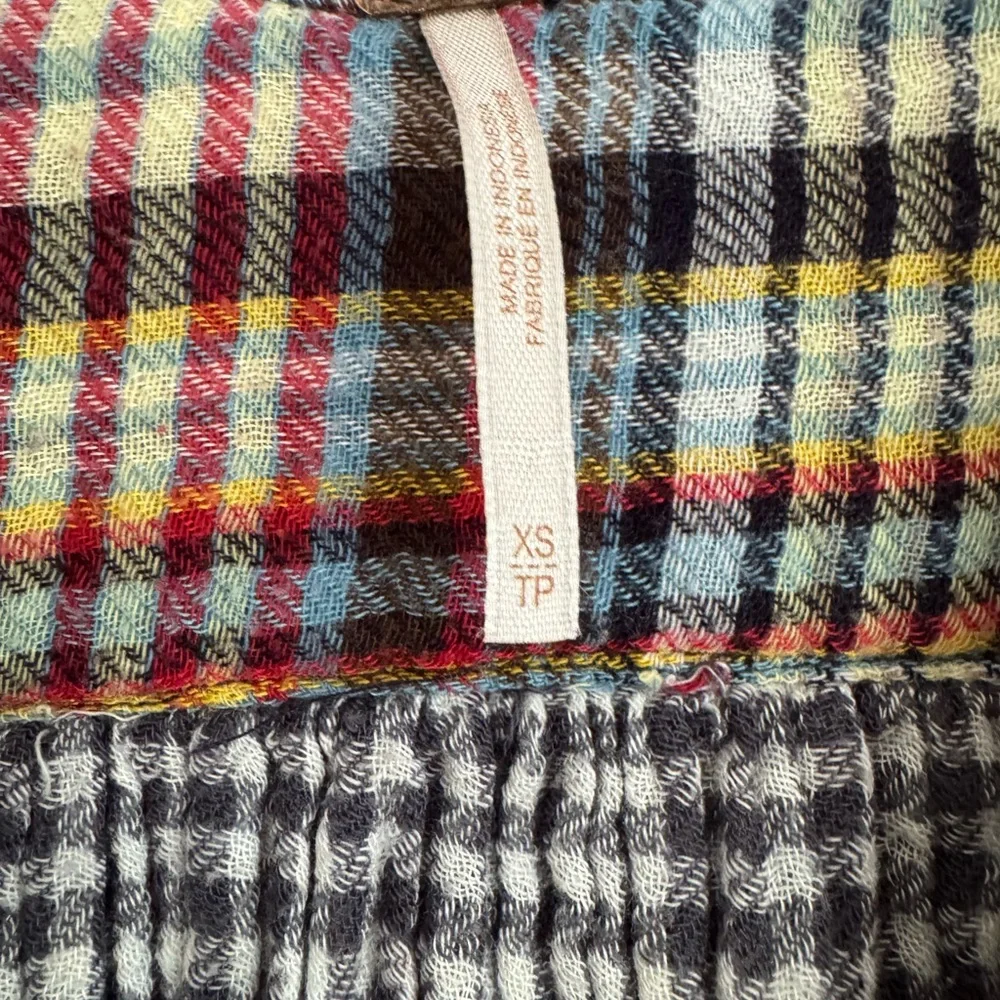Free People “Come On Over” Oversized‎ Plaid Shirt Size XS